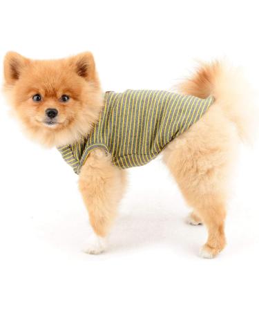 Paidful British Little Dog Shirt - Soft Cotton Striped Vest for Chihuahuas Yorkies & Puppies | Summer Tank Top S Size (20cm Back Length 32cm Bust) - Yellow - Buy Online on GoSupps.com