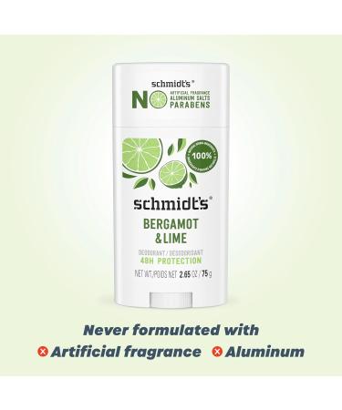 Schmidt's Aluminum-Free Vegan Deodorant Bergamot & Lime 4 Count for Women and Men with 24 Hour Odor Protection Natural Ingredients Cruelty-Free 2.65 oz - Buy Online on GoSupps.com