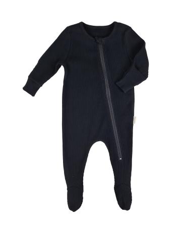 DreamBuy Zip Up Baby Sleepsuits Ribbed Cotton Footed or Footless. Unisex Newborn Clothes Baby boys' clothing and Baby girl clothes 2-3 Years Black