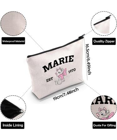 Bauna Cosmetic Bag - Cartoon Cat Motif 'Marie Est 1970' | Zipper Travel Bag for Cat Lovers | Perfect Gift - Buy Online on GoSupps.com