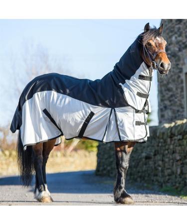 Equitack 600 Denier 2 in 1 Fly Lightweight Turnout Mesh Horse Rug |Waterproof Topline|Fixed Neck|Teflon Coated|Machine Washable Black/Silver 6ft 9 6'9'' Black/Silver - Buy Online on GoSupps.com