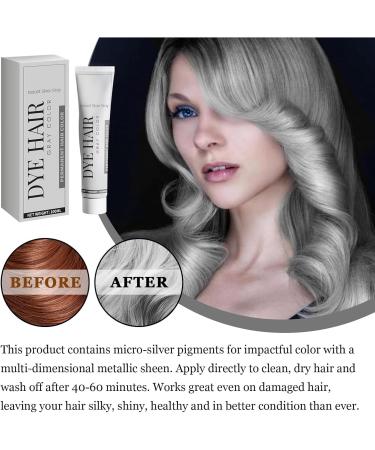 KOAHDE Silver Gray Natural Hair Dye Cream Hair Dye Light Gray Silver Color Cream Gray Silver Color Cream Grey Permanent Hair Dye Silver Gray Natural Hair Color Cream Silver Hair Dye 100ML 1PC - Buy Online on GoSupps.com