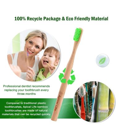 Apical Life Bamboo Toothbrush 20 Count - Biodegradable, Eco-Friendly, Organic Bamboo Charcoal, BPA Free, Medium Soft Bristles for Adults and Kids - Buy Online on GoSupps.com