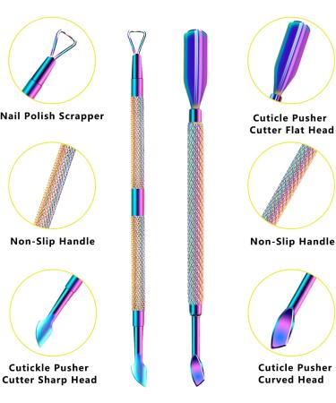 Stainless Steel Cuticle Trimmer Set | Professional Manicure Pedicure Tools with Cuticle Pusher, Scissors, and Remover | Durable Nail Clipper for Fingernails and Toenails - Colored - Buy Online on GoSupps.com