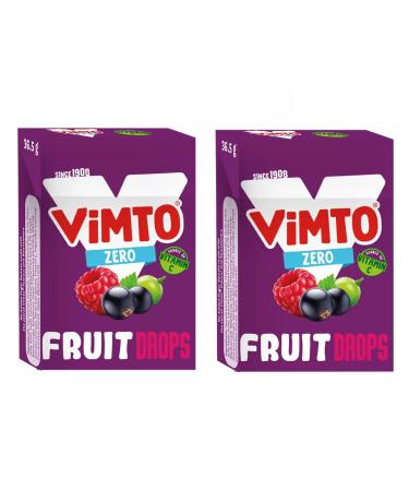 Vimto Zero Sugar Free Fruit Drops Sweets Box 36.5g (Pack of 2)