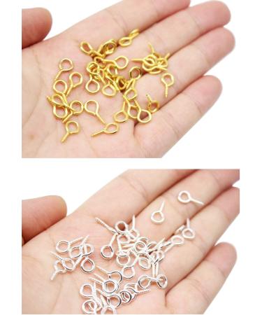 HUIHUIBAO 200pc Mini Metal Screw Eye Pins Hooks for Jewelry Making - 6x13mm (Gold/Silver) - DIY Crafts Findings - Buy Online on GoSupps.com
