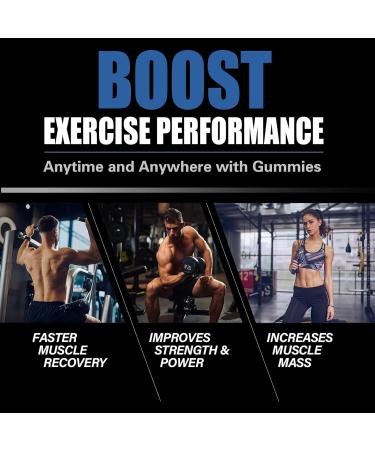 Creatine Monohydrate Gummies for Men & Women - 60 Chewable Energy Boosting Gummies - Muscle Strength & Pre-Workout - Blueberry Flavor - Buy Online on GoSupps.com