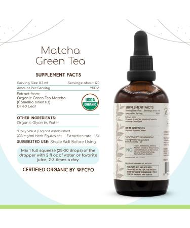 HerbEra Matcha Green Tea B120 USDA Organic Tincture | Alcohol-Free Extract High-Potency Herbal Drops | Certified Organic Green Tea Matcha (Camellia sinensis) Dried Leaf (4 oz) 4 Fl Oz (Pack of 1) - Buy Online on GoSupps.com