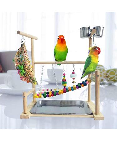 Kathson Parrots Playground Bird Perch Gym Playpen with Chewing Toys, Swings, and Food Bowl for Parakeets, African Grey, Conures, Cockatiel, Cockatoos, Parrotlets - Buy Online on GoSupps.com