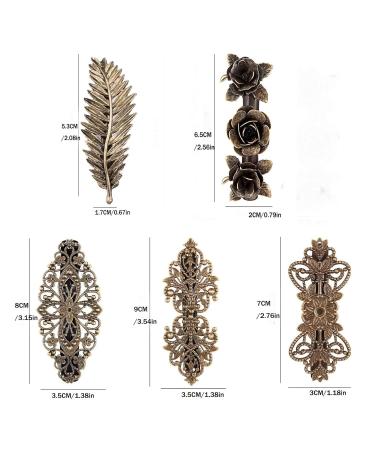 French Vintage Hair Clips Set - 5 Metal Rose Hairpins for Women & Girls - Perfect Gift - Buy Online on GoSupps.com