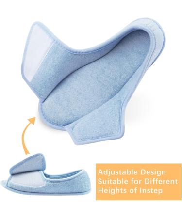 Git-up Women's Diabetic Slippers - Memory Foam, Adjustable Open Toe, Rubber Sole - Blue - Size 6 - Buy Online on GoSupps.com