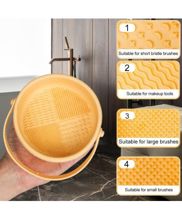 ALXBSONE Makeup Brush Cleaning Mat 3-in-1 Silicone Makeup Brush Cleaner Cleaning Pad Portable Washing Tool beige - Buy Online on GoSupps.com