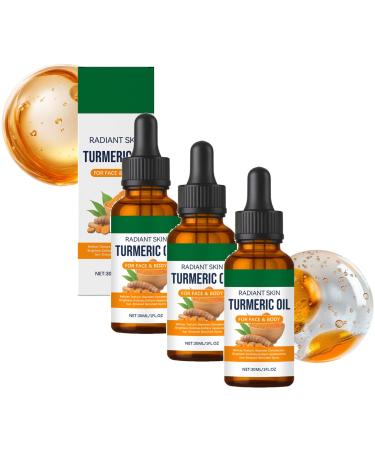QPJUVC Turmeric Spots Brightening Facial Oil 30ml Removes Dark Spots & Skin Whitening Serum Daily Moisturizing Facial Oil with Light Nongreasy Formula 3