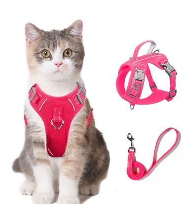 Cat Harness and Leash Set for Walking Escape Proof for Small Large cat Kitten Harness with ID tag Pocket X-Small Pink