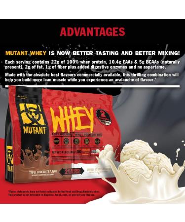Mutant Whey Protein Powder - Muscle-Building Formula with Enzymes | 1.8kg Double Chamber Chocolate & Vanilla Ice Cream Flavor - International Shipping - Buy Online on GoSupps.com