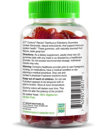 21st Century VitaJoy Gummies Sambucus Elderberry - 60 Vegetarian Gummies for Immune Support - Buy Online on GoSupps.com