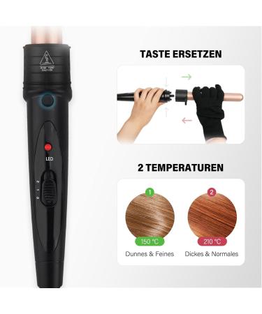 5 in 1 Curling Iron Set - Large Curls Ceramic Coating Adjustable Temp Thermal Gloves - Perfect for International Shipping - Buy Online on GoSupps.com