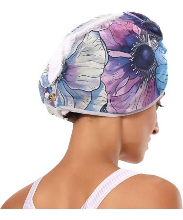 Exotic Anemone Flower Hair Towel 2 Pack | Super Absorbent Quick-Dry Hair Turbans for Women & Girls - Buy Online on GoSupps.com