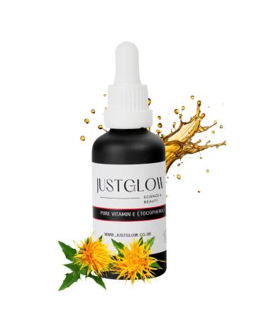 JustGlow 100% Pure Vitamin E Oil for Face Body Hair - Tocopherol (50 ml)