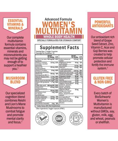 BioSchwartz Advanced Women's Multivitamin - 60 Veggie Caps for Optimal Health - Buy Online on GoSupps.com