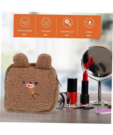 Healifty Plush Aunt Towel Bag Purse for Girls | Zip Around Mini Coin Pouch | Menstrual Pad Bag | Brown 13.5X13.5CM - Buy Online on GoSupps.com