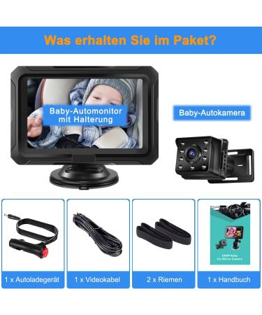 Toutbia 4.3 HD Baby Car Rear Seat Mirror Monitor - 1080p Night Vision 150 Wide-Angle Safe Rearview Camera for Infants - Buy Online on GoSupps.com