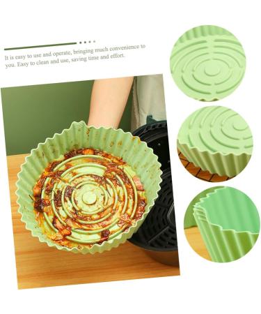 Zerodeko Air Fryer Pan Toaster Oven Pan Non Stick Baking Pan Oven Liner Silicone Air Fryer Mat Basket Round Green 19X19X6CM - Buy Online on GoSupps.com