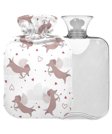 NAANLE hot water bottle with Dachshund motif heat and cold therapy warm water bottle 1 l warm steadel for bed hand foot warmer for pain relief 1L