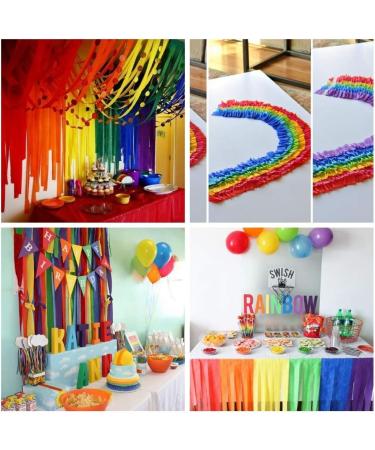 Rainbow Crepe Paper Streamers - 26 Rolls, 710 Yards - Party Decorations for Birthday, Festival - Red, Green, Blue, White, Black - 1.8W x 27 Yards/roll - Buy Online on GoSupps.com