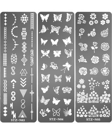 6Pcs Nail Art Stamping Plates Set Floral, Leaf, Butterflies, Feathers Designs for Women's Manicure - MWOOT Nail Stencils for Image Stamp Templates - Buy Online on GoSupps.com
