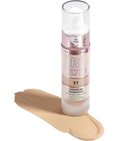 Revolution Beauty London IRL Filter Longwear Foundation F7 Tan Skin 23ml - Medium to Full Coverage, Matte Finish | 16 Hour Wear - Pack of 1 - Buy Online on GoSupps.com