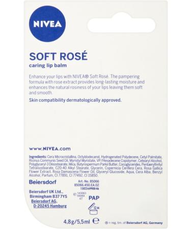 Nivea Lip Balm Care 4.8g Soft Rose Pack of 12 - Buy Online on GoSupps.com