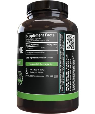 Pure L-Glutamine (365 Capsules) - No Fillers, Lab Verified - 365 Count - Buy Online on GoSupps.com