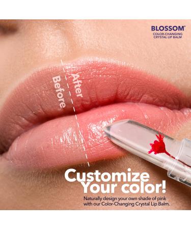 Blossom Custom Color Changing Strawberry Scented Lip Balm 2 Pack - Red Shimmer Sparkle Lip Stain infused with Real Flowers 6g - Buy Online on GoSupps.com
