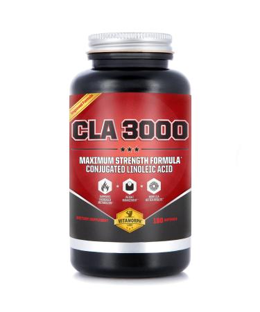 CLA 3000 - CLA Safflower Oil for Metabolism and Weight Loss Management, Maximum Strength Conjugated Linoleic Acid, Stimulant-Free Non-GMO Safflower Cla by Vitamorph Labs - 180 Softgels