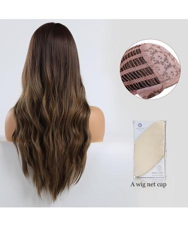 Buy Haircube 24 Inch Brown Long Curly Wig - Natural Look Synthetic Wig for Women - Middle Parting Style - Buy Online on GoSupps.com