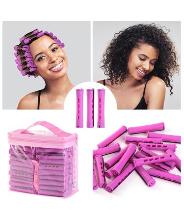 80 Pieces Hair Perm Rods Short Cold Wave Rods Plastic Perming Rods Hair Curling Rollers with Tail Comb & HairClips for Hairdressing Styling(Purple)