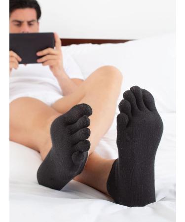 RELAXSAN 650CS Diabetic No Show Socks - Unisex Five Fingers Low Cut Socks for Sensitive Feet - Cotton and Silver Blend - Black - Buy Online on GoSupps.com