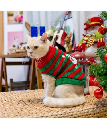 KOOLTAIL Cat Christmas Sweater - Snow Man Stripes Holiday Sweater for Cats and Small Dogs - Buy Online on GoSupps.com