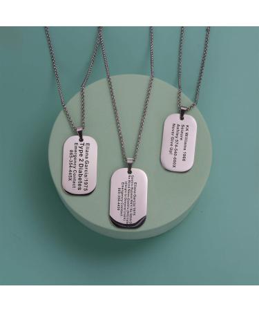 Custom Medical Alert Necklace Dog Tag Personalized Stainless Steel ID Jewelry for Men & Women | Engraved Emergency Identification - Buy Online on GoSupps.com