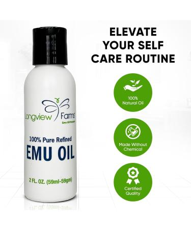 Longview Farms Emu Oil for Hair and Body - 100% Pure & Refined Emu Oil for Skin & Hair Care | Premium Quality Hydration & Nourishment | 4 Fl. Oz 4 Fl Oz (Pack of 1) - Buy Online on GoSupps.com