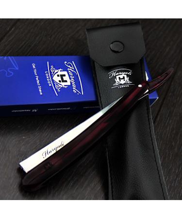 Buy Maroon Folding Barber Shavette Razor - Straight Cut Throat Razor for Men with Leather Pouch & Box | International Shipping Available - Buy Online on GoSupps.com