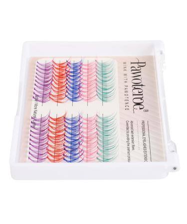 Colored Cluster Lashes DIY Individual Eyelash Extension 5 Colors 14mm Curl Set - 100pcs False Lashes Pack by Pawotence - Buy Online on GoSupps.com