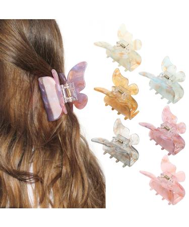 Butterfly Hair Claw Clips Barrettes - 6 PCS Small Butterfly Jaw Hair Clips Tortoise No-Slip Claw Clips Colorful for Thin Hair Jaw Clips Clamp for Women and Girls (Sequins)
