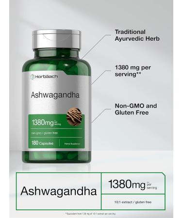 Horb ach Ashwagandha Supplement | 180 Capsules | for Women and Men | Herbal Root Extract | Non-GMO Gluten Free - Buy Online on GoSupps.com