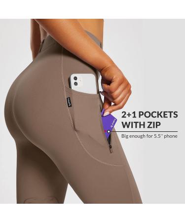 BALEAF Womens Horse Riding Pants Silicone Knee-Patch Breeches with Zipper Pockets | Equestrian Schooling Tights - Brown, Small - Buy Online on GoSupps.com