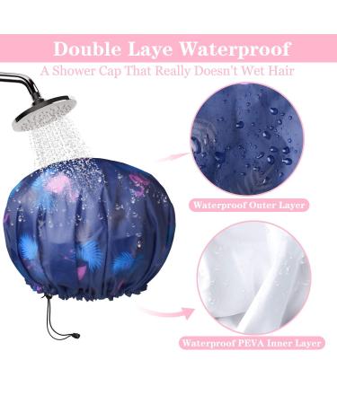 3 Pack Extra Large Waterproof Shower Caps for Women - Adjustable & Double Layer Design - Oversized for All Hair Lengths - Multicolor - Buy Online on GoSupps.com