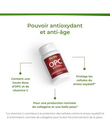 OPC Grape Seed Extract 150mg and Vitamin C. Made from Premium French Grapes. Laboratory Tested 60 Capsules. Anti-Aging Antioxidants. No Additives. Vitality Nutritionals by VitaminExpress - Buy Online on GoSupps.com