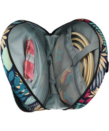 Leaf Print Cross Stitch Storage Bag | Embroidery Projects Organizer with Zipper Pockets | Knitting and Sewing Crafts Tote Bag - Buy Online on GoSupps.com