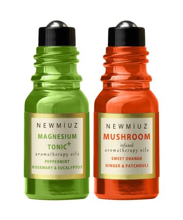 Headache Stick Roller Peppermint Rosemary and Eucalyptus & Roll-On Essential Oil Blends Focus Memory Concentration Orange Ginger Patchouli Pack of 2